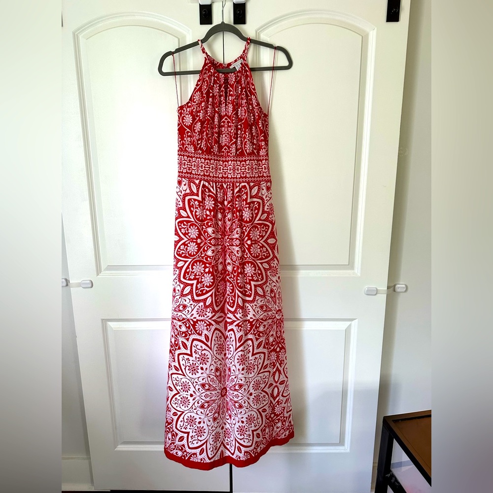 London Times - Sleeveless Maxi Dress - Red & White - Size 10